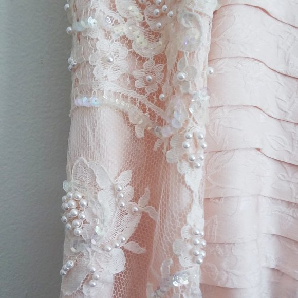 Vintage 100% Silk Beaded Blush Pink Top - Picture 4 of 6